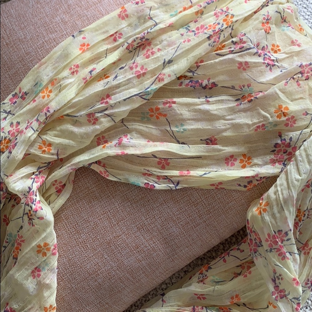 Pale yellow summer floral scarf